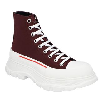Alexander McQueen Alexander Mcqueen Mens Tread Slick Boots Burgundy White - Red Canvas - Size 41.5 EU/IT