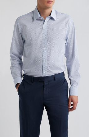 Daniel Hechter Paris Modern Fit Neat Geometric Print Cotton Dress Shirt in White at Nordstrom, Size 15.5