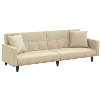 vidaXL Divano Letto con Cuscini Crema in Tessuto vidaXL
