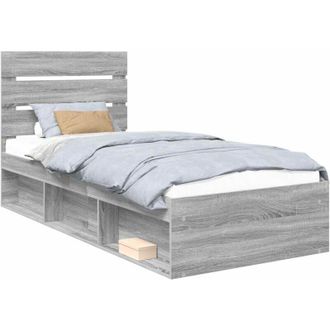 vidaXL Bed Frame Grey Sonoma 90 x 190 cm Solid Pine Wood vidaXL