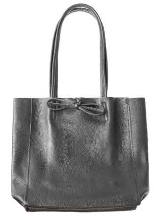 Zwillingsherz Tragetasche ZWILLINGSHERZ Ledershopper Small, Damen, schwarz, Leder, unifarben, Taschen Tragetasche, mit Schulterhenkel und Bindeband