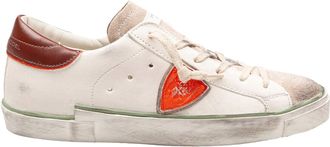 Philippe Model Prsx Leather And Suede Sneakers, Milk And Orange