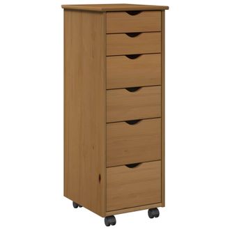 vidaXL Gabinete Rodante 34 X 39 X 93,5 Cm Madera De Pino Macizo Vidaxl