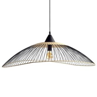 Seynave Suspensi&oacute;n 1x E27 Rat&aacute;n Negro / Natural Kasteli Di&aacute;metro 100 Cm Seynave
