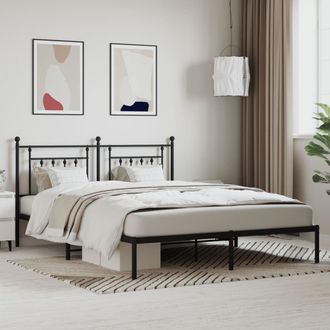 Berkfield Home Metal Bed Frame with Headboard Black 160x200 cm