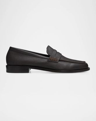 Manolo Blahnik Men & apos;s Perry Grained Leather Penny Loafers