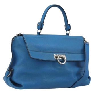 Ferragamo Pre-owned Hand Bag - Dames - Pre-owned - Blauw - Maat: ONE Size Leer