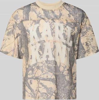 Karl Kani T-Shirt aus Mesh mit Logo in Beige, Gr&ouml;&szlig;e XXL