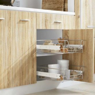 vidaXL Cestelli a Rete Estraibili 2 pz 500 mm Argentati - Vidaxl