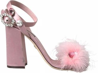 Dolce & Gabbana Pink Turkey Feather Embellished Sandals Womens Shoes (Pre-Owned)