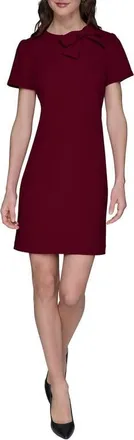 Karl Lagerfeld Bow Accent Scuba Crepe Sheath Dress in Port at Nordstrom, Size 14