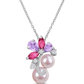 Delmar 7-9mm Cultured Freshwater Pearl Pendant Necklace in Pink Multi at Nordstrom Rack