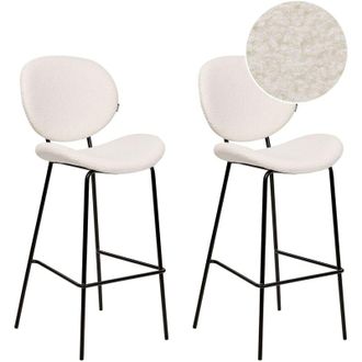 Beliani Set di 2 sedie Boucle Gambe in ferro Senza Braccioli Design Retr&ograve; Sala da Pranzo Sedute bianco Luana