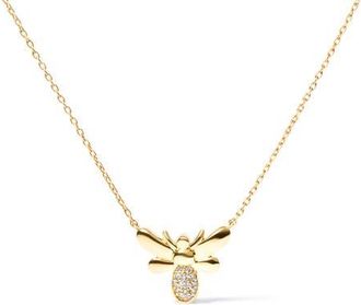 House of Brilliance 10K Yellow Gold Diamond Accented Bumble Bee Pendant Inch Necklace at Nordstrom