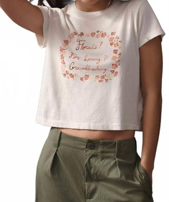 Re/Done Florals Boxy Tee In Vintage White