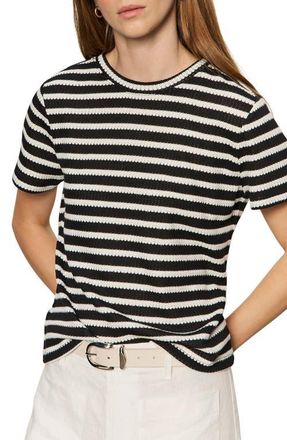 Sanctuary Perfect Texture Stripe Tee in Black/Chalk Stripe at Nordstrom, Size Xx-Large