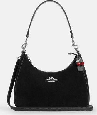 Coach Womens Teri Hobo Bag With Cherry Charm - Black Leather - One Size