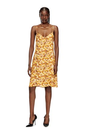 Diesel Mini dress in viscose with all-over print - Dresses - Woman - Yellow