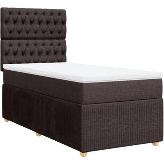 vidaXL Cama Box Spring Con Colch&oacute;n Tela Marr&oacute;n Oscuro 90x190 Cm Vidaxl
