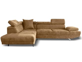 Vente-Unique Divano angolare XL in Tessuto Beige - Angolo a sinistra - ROMAIN