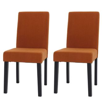 Hhg Lote De 2 Sillas De Comedor Littau, Silla De Cocina Respaldo Alto, Tela/textil Cuerda Madera, Terracota, Patas Oscuras