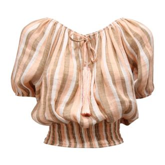 PHO Firenze Overhemden, Dames, Veelkleurig, M, Linnen, Maglia Linnenmix Lurex