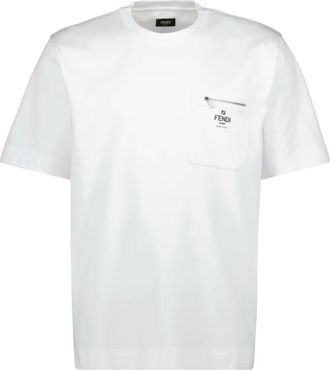 Fendi Katoenen T-shirt Lente-Zomer 2025 - Heren - T-shirts - Wit - M - Katoen - Tops