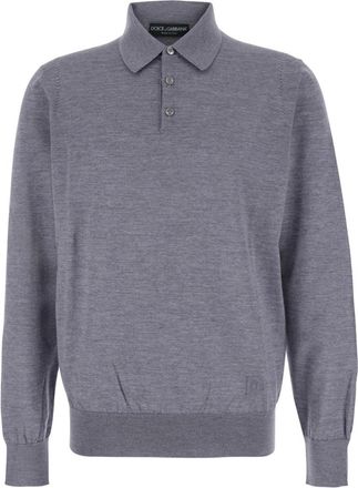 Dolce & Gabbana Grey Solid Shirt Collar Polo