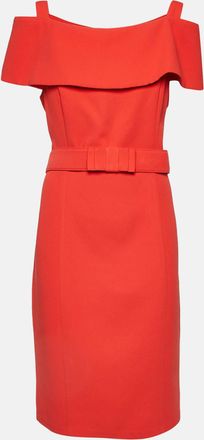 Badgley Mischka Brick Red Crepe Belted Short Dress