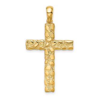 Diamond2Deal 10k Yellow Gold Nugget Cross Pendant
