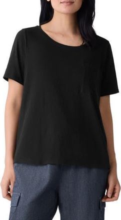 Eileen Fisher Crewneck Pocket Organic Cotton T-Shirt in Black at Nordstrom Rack, Size Xx-Small
