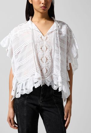 Isabel Marant Womens Payton pintucked cropped blouse