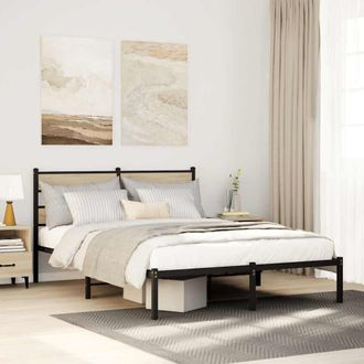 vidaXL Giroletto Senza Materaso In Metallo Rovere Sonoma 140x190 Cm - Vidaxl