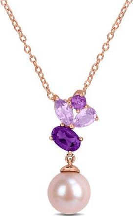 Delmar 8-8.5mm Pink Cultured Freshwater Pearl Pendant Necklace in Purple at Nordstrom Rack
