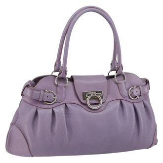 Ferragamo Marisa Satchel Leather Purple Leather Bag (Pre-Owned)