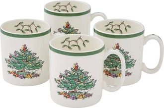 Spode Set Of 4 Christmas Tree 9Oz Mugs