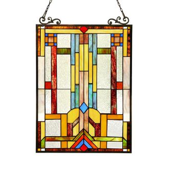 Chloe Lighting HUSZAR Tiffany-glass Window Panel 17.5x25