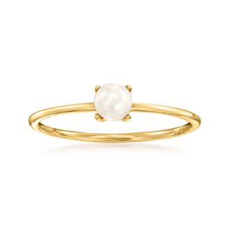 RS Pure by Ross-Simons 4mm Cultured Pearl Ring in 14kt Yellow Gold
