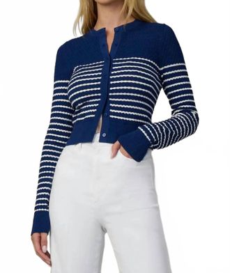 Joe's Pointelle Dani Cardigan In Royal Blue/milk