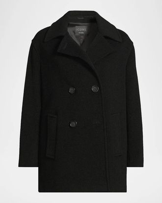 Cinzia Rocca Icons Notch Collar Double-Breasted Peacoat