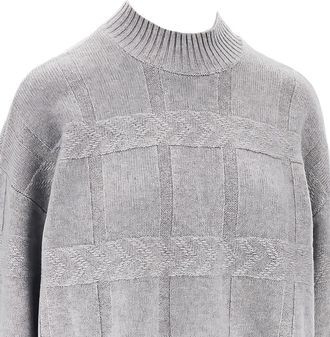 Emporio Armani Grid-Pattern Wool Sweater - Grey