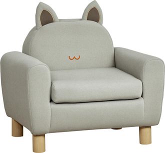 HOMCOM Sill&oacute;n Infantil Mini Sof&aacute; Para Ni&ntilde;os De +3 A&ntilde;os Con Asiento Acolchado Reposabrazos Bolsillo De Almacenamiento Estructura De Madera 61x42x53 Cm - Homco