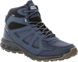 Jack Wolfskin Wanderschuh JACK WOLFSKIN WOODLAND 2 TEXAPORE MID M, Herren, Gr. 42,5, blau, Synthetik, Textil, Schuhe Wanderschuh, wasserdicht, Trekkingschuh