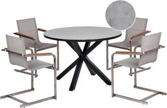 Beliani Conjunto de comedor 4 personas de metal gris