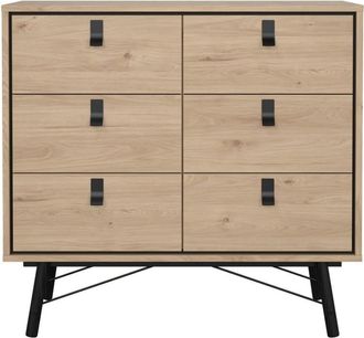 Calicosy C&oacute;moda 6 cajones y base met&aacute;lica L101,8 cm - Efecto Madera clara