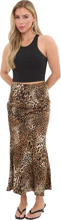 I Saw It First Dames Luipaardprint Satijnen Maxi Rok (Bruin)