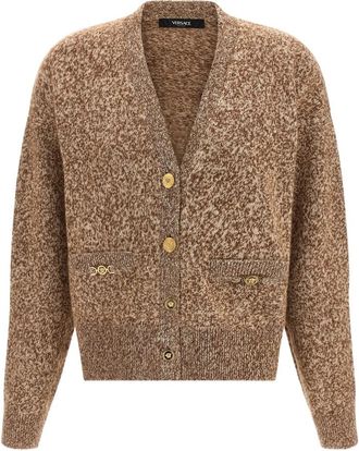 Versace Moulin Cashmere-Blend Knit Boxy Cardigan - Dames - Vesten - Beige - S - Wol - Truien & Vesten
