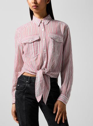 Isabel Marant Womens Nath tie-up cotton voile blouse