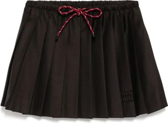 Miu Miu pleated Batavia skirt - women - Wool - 42 - Brown