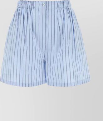 Prada poplin shorts with embroidered stripes and button